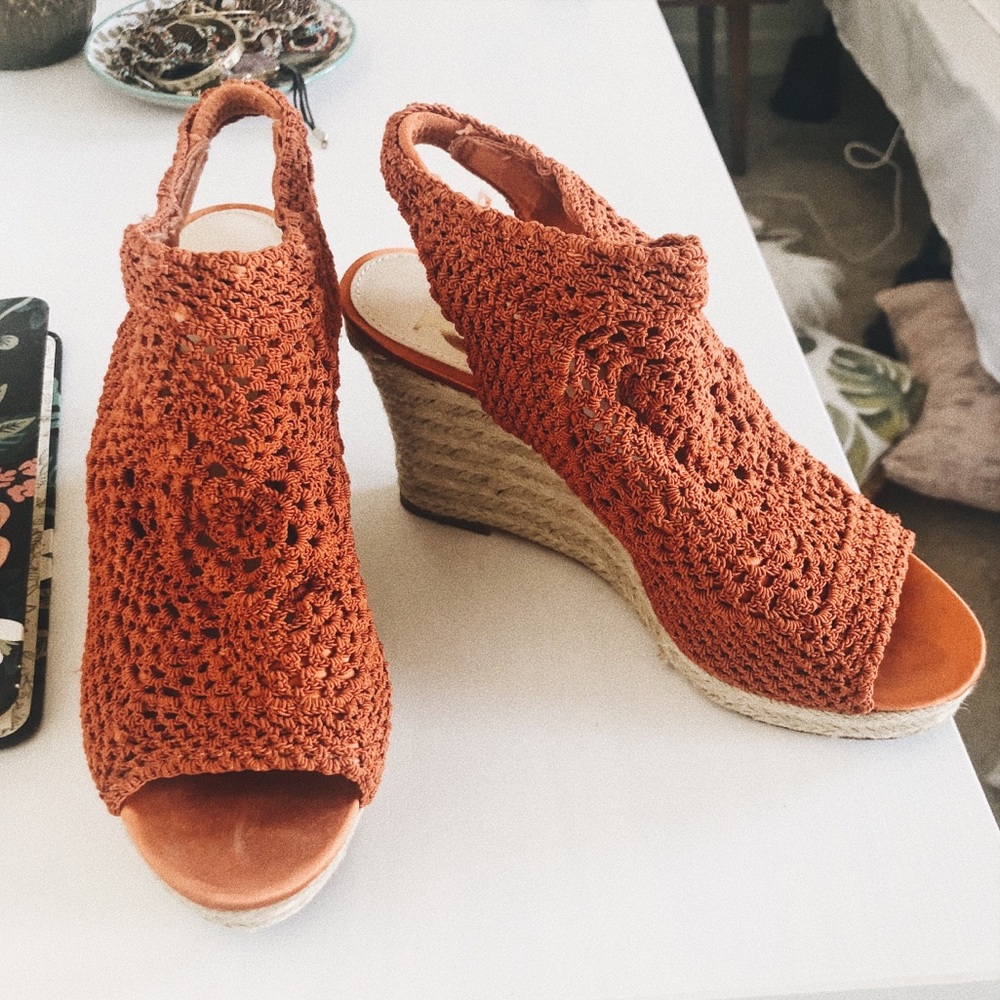 Burnt Orange Mesh Wedges